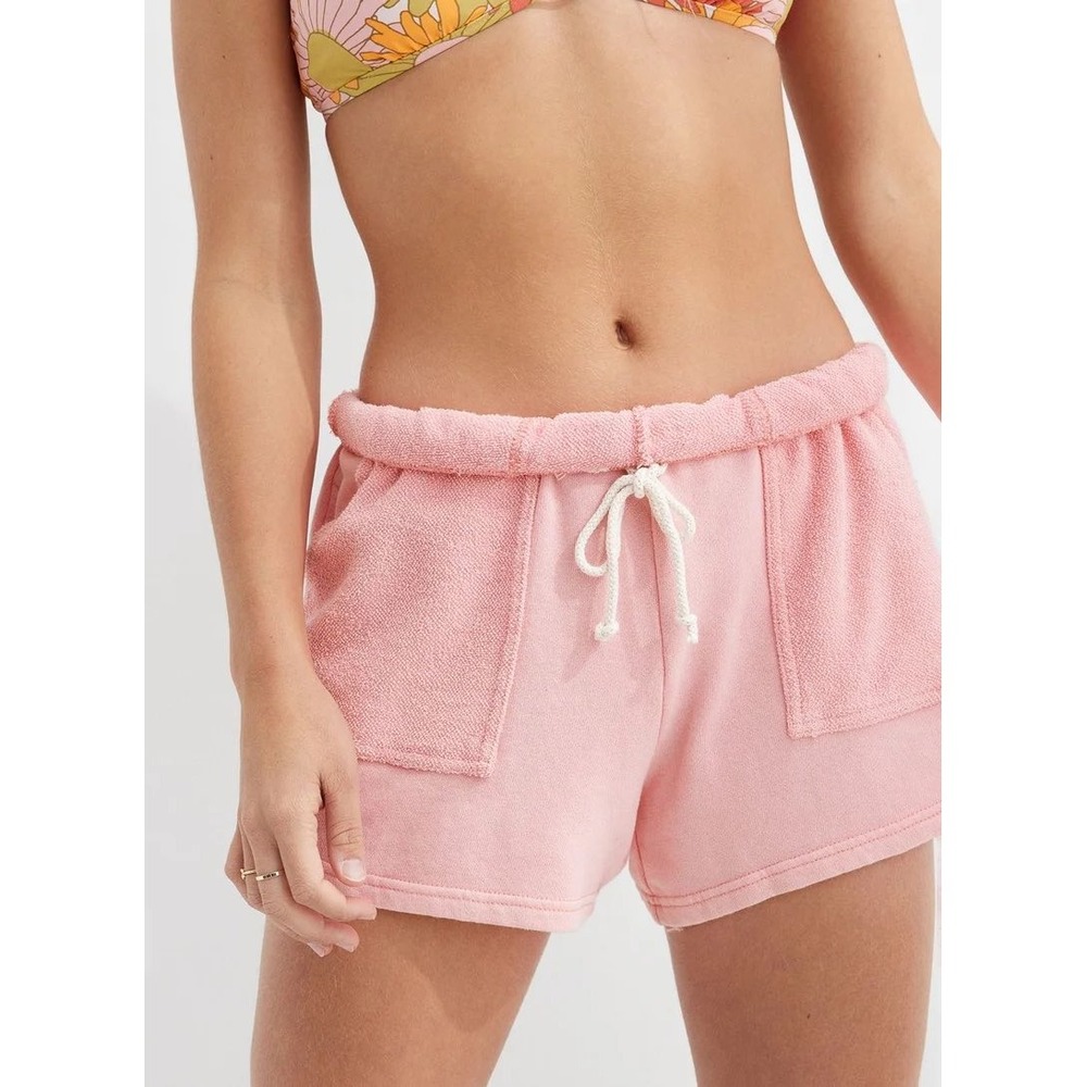 Aerie On-A-Roll Fleece-Lined Cotton Shorts in Pink Size Medium
